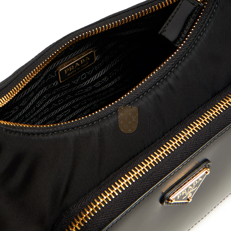 Pra*a re-nylon and brushed-leather mini bag 1bc198 (22.5*18.5*6.5cm)